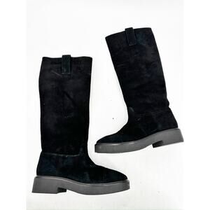 Stuart Weitzman Henley Black Suede Riding Boots 6.5